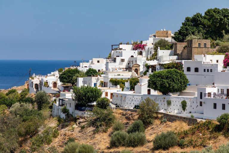 Lindos – Rodos – Kreikka Näkymä Lindoksen kaupungista